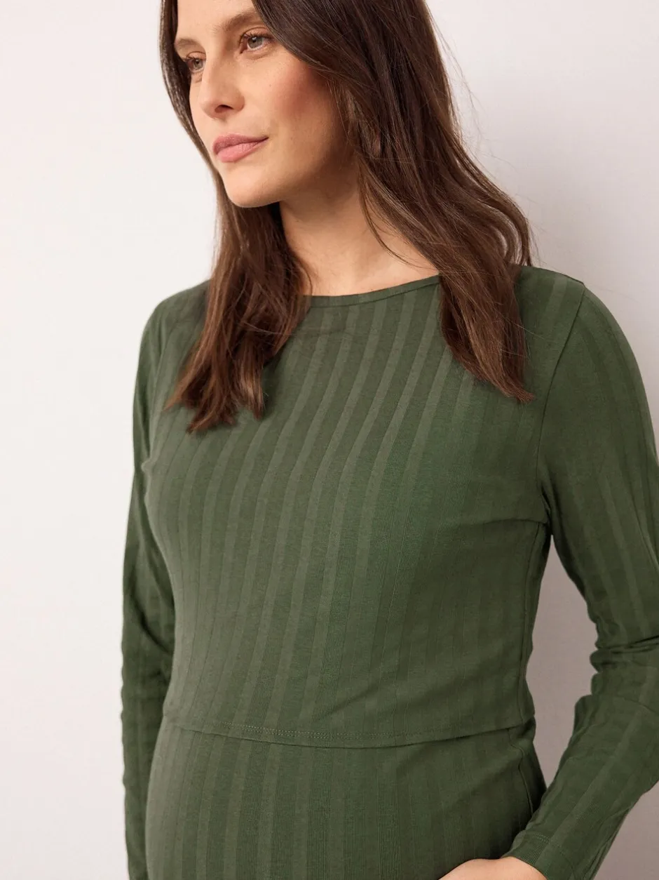 Moederschap*Next - Maternity Long Sleeve Nursing Shelf Dress Kakigroen