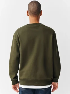 Sweaters En Hoody´S|Sweaters En Hoody´S*Next Kakigroen - Normale Pasvorm - Heavyweight Cotton Rich Crew Neck Sweatshirt