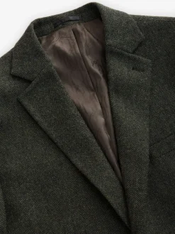 Blazers En Business-Jasjes*Next - Normale Pasvorm - Blazer met visgraatmotief en hoog wolgehalte Kakigroen