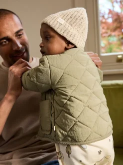 Jassen, Jacks En Kinderwagenpakjes|Next Kakigroen - Nylon gewatteerd babyjack (0mnd-2jr)