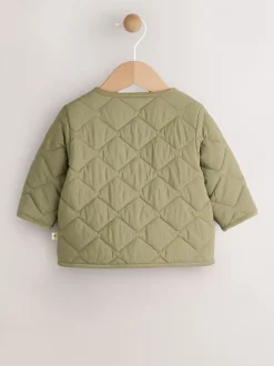 Jassen, Jacks En Kinderwagenpakjes|Next Kakigroen - Nylon gewatteerd babyjack (0mnd-2jr)