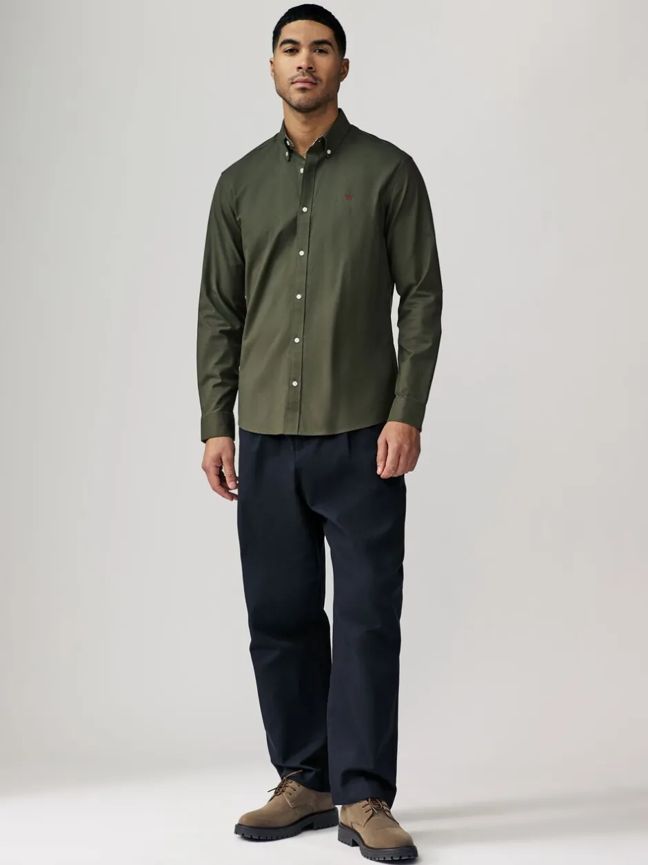 Formele Overhemden|Shirts*Next Kakigroen - Oxford-stretchoverhemd met lange mouwen
