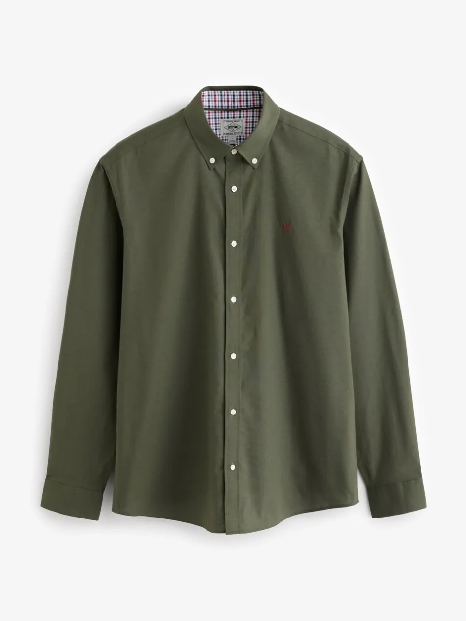 Formele Overhemden|Shirts*Next Kakigroen - Oxford-stretchoverhemd met lange mouwen
