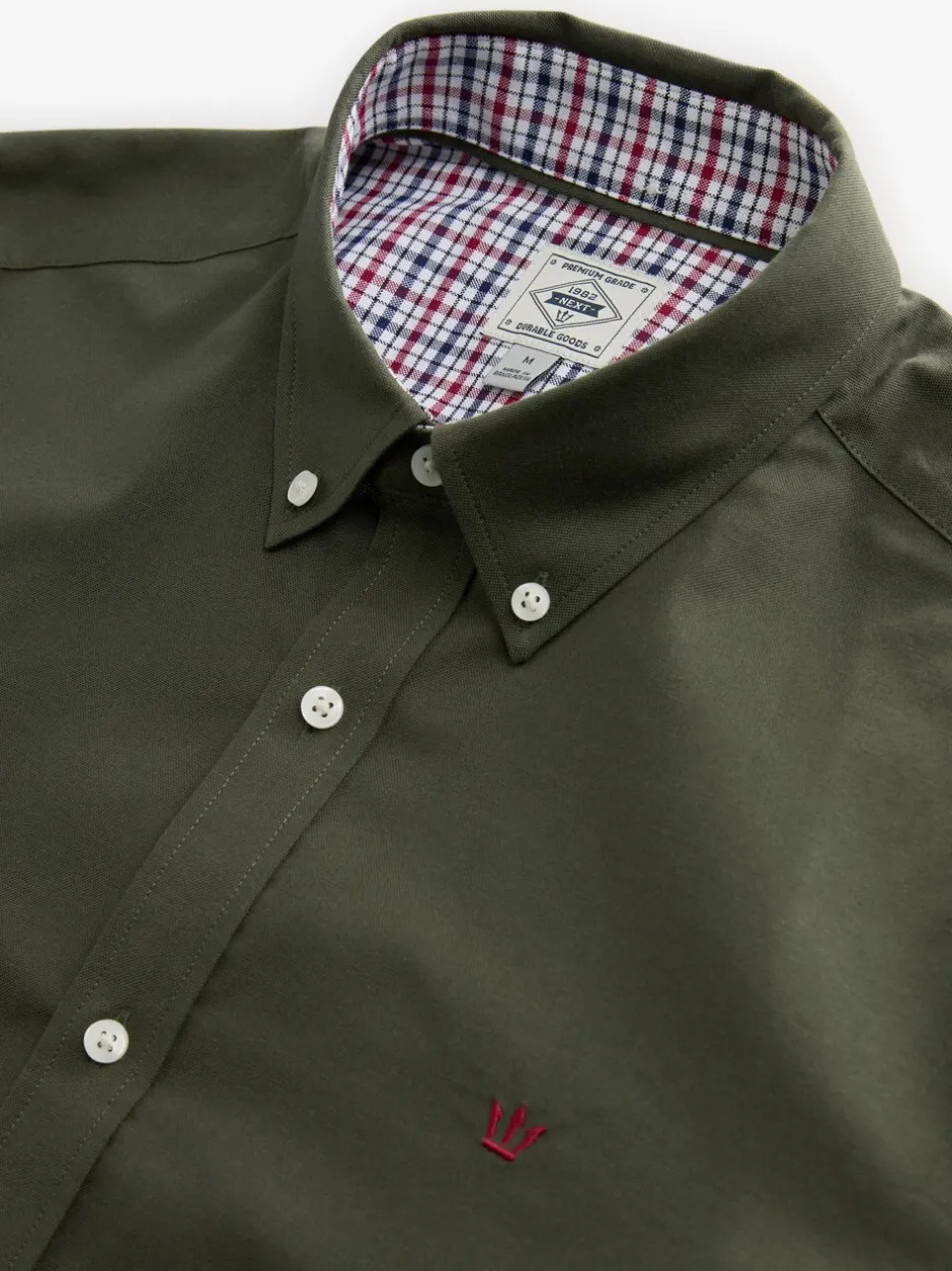 Formele Overhemden|Shirts*Next Kakigroen - Oxford-stretchoverhemd met lange mouwen