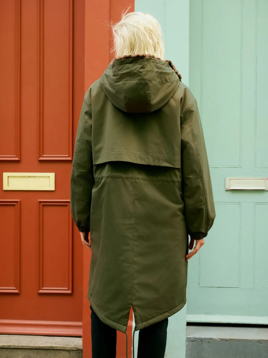 Jassen En Jacks|Next Kakigroen - Parka met imitatiebontvoering met dierenprint