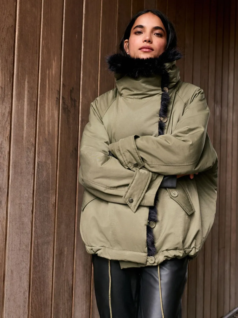 Jassen En Jacks*Next Kakigroen - Parka with Contrast Faux Fur Trim