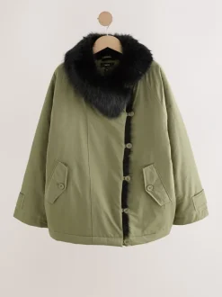 Jassen En Jacks*Next Kakigroen - Parka with Contrast Faux Fur Trim