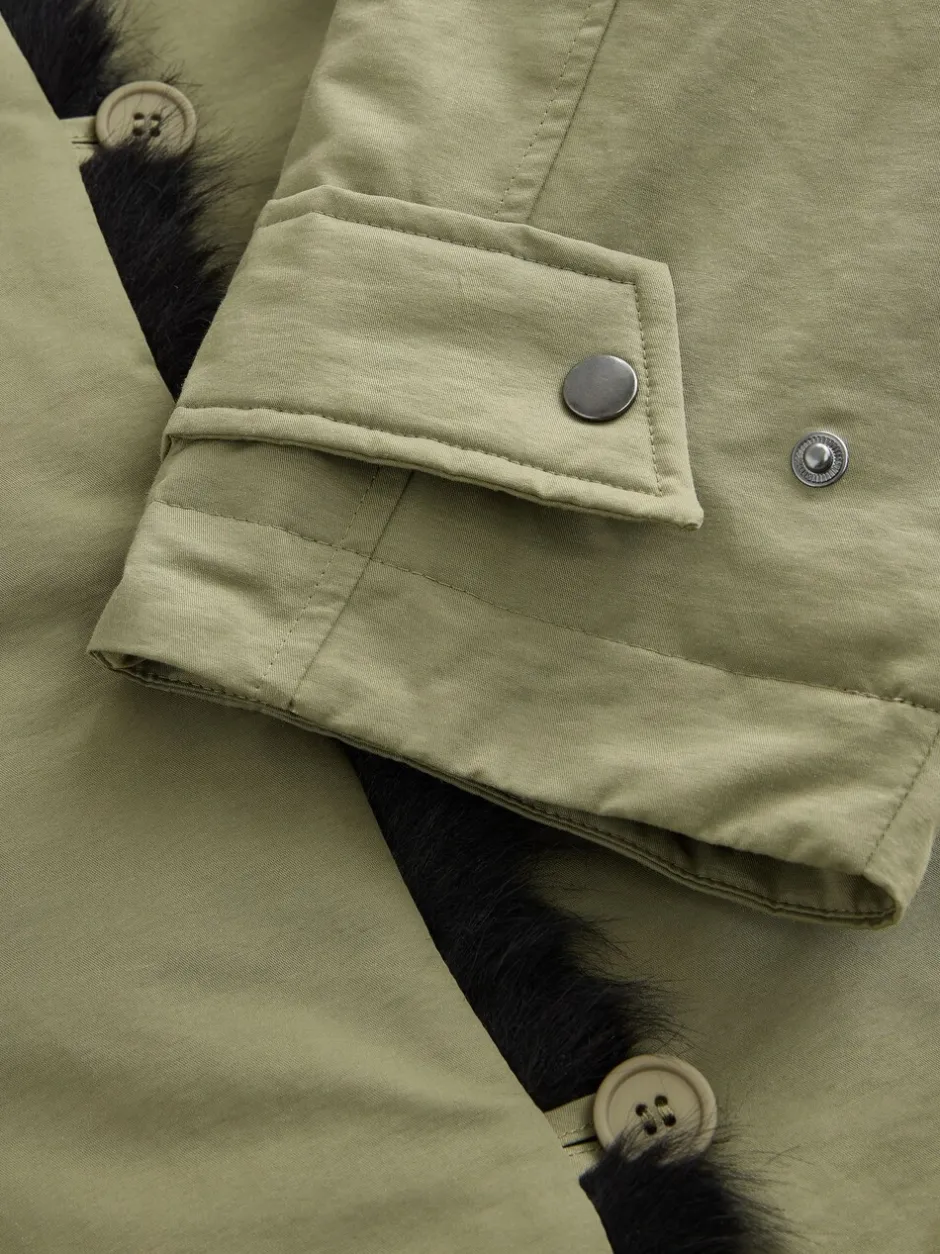 Jassen En Jacks*Next Kakigroen - Parka with Contrast Faux Fur Trim