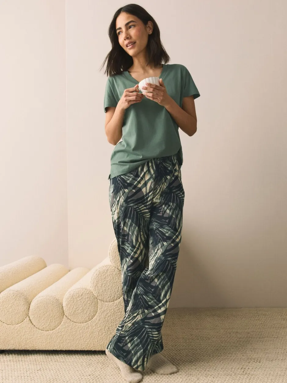 Alle Nacht- En Loungekleding|Pyjama's|Next - Pyjama met korte mouwen Kakigroen