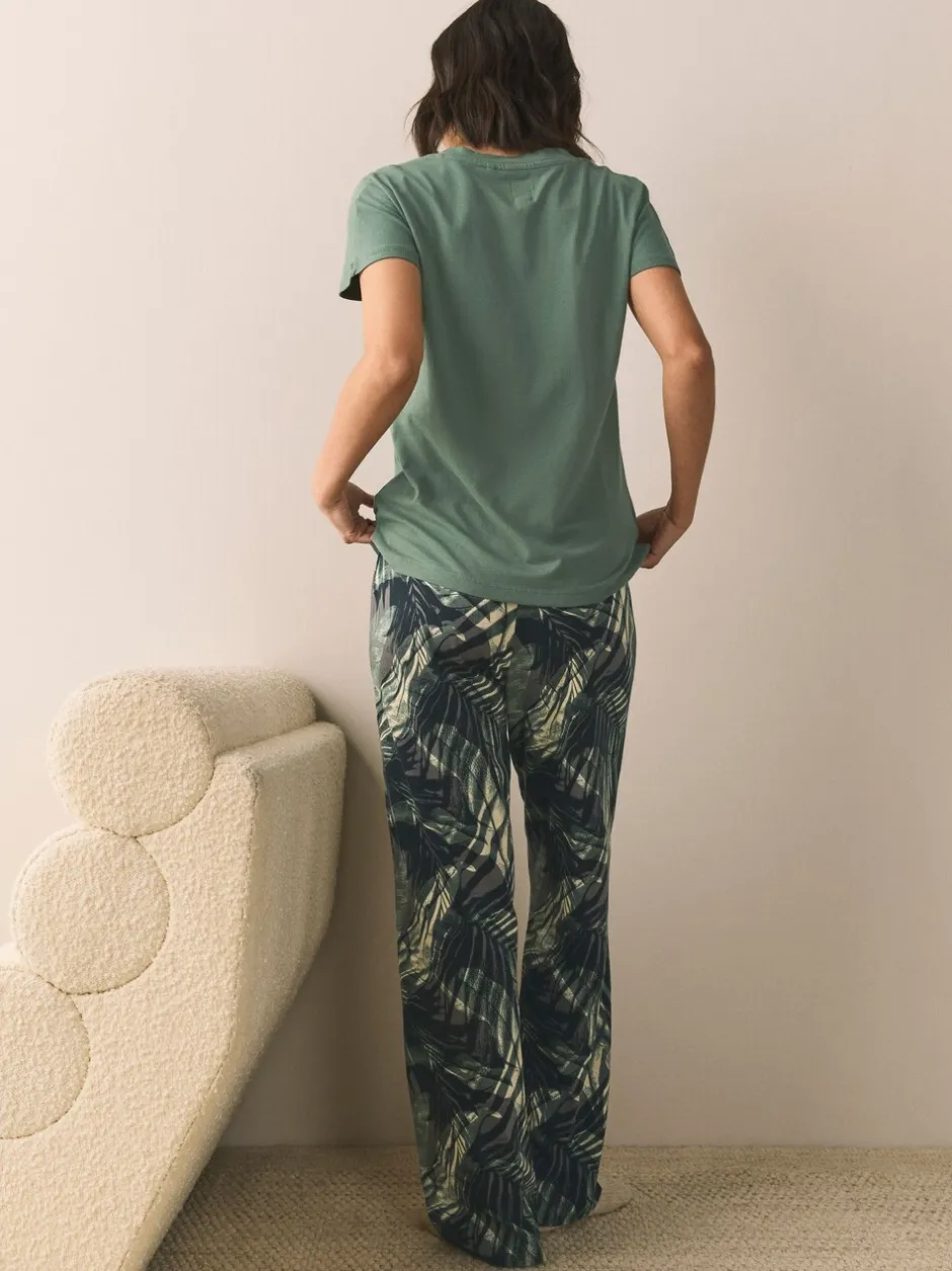Alle Nacht- En Loungekleding|Pyjama's|Next - Pyjama met korte mouwen Kakigroen