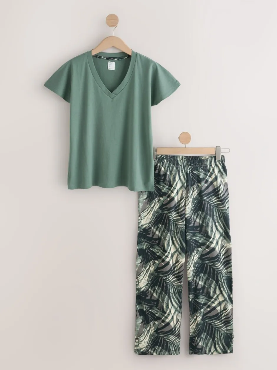 Alle Nacht- En Loungekleding|Pyjama's|Next - Pyjama met korte mouwen Kakigroen