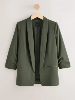 Kostuums En Werkkleding*Next Kakigroen - Ruimvallend blazer met gerimpelde mouwen