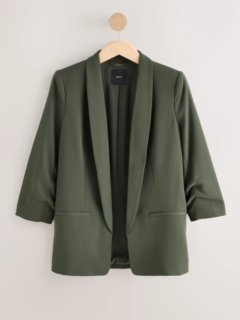 Kostuums En Werkkleding*Next Kakigroen - Ruimvallend blazer met gerimpelde mouwen