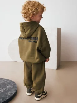 Joggingbroeken|Sweaters En Hoody´S*Next - Set met hoodie met slogan en joggingbroek (3mnd-7jr) Kakigroen