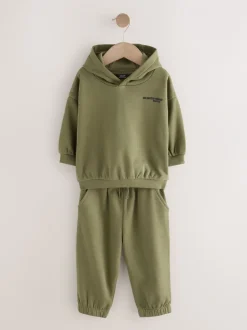 Joggingbroeken|Sweaters En Hoody´S*Next - Set met hoodie met slogan en joggingbroek (3mnd-7jr) Kakigroen