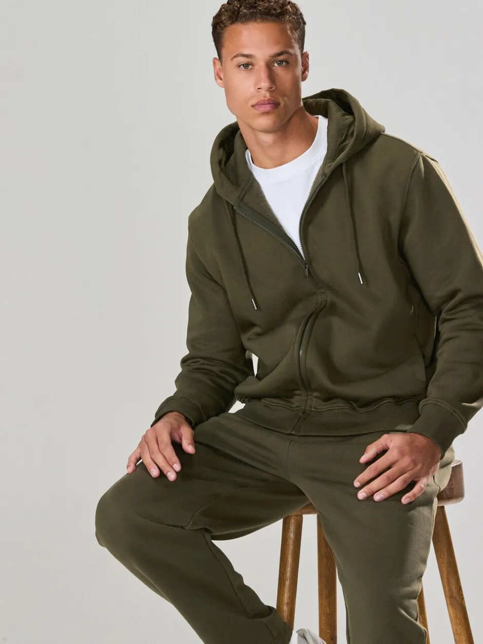 Joggingbroeken|Next Kakigroen - Straight fit - Relaxed Fit Brushback Heavyweight Joggers