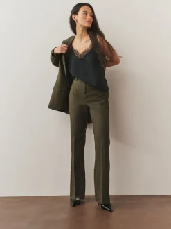 Kostuums En Werkkleding|Next - Tailored Bootcut Trousers With Wool Kakigroen