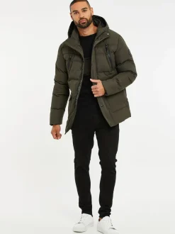 Jassen En Jacks|Threadbare - waterdichte pufferjas met capuchon Kakigroen