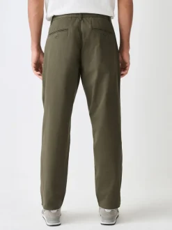 Broeken En Chino's*Next - Twin Pleated Stretch Chinos Trousers Kakigroen