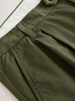 Broeken En Chino's*Next - Twin Pleated Stretch Chinos Trousers Kakigroen