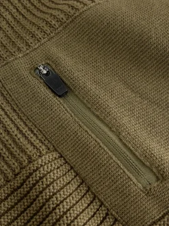 Truien En Breisels|Sweaters En Hoody´S|Next Kakigroen - Utility gebreide hoodie (3-16jr)