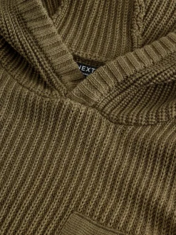 Truien En Breisels|Sweaters En Hoody´S|Next Kakigroen - Utility gebreide hoodie (3-16jr)