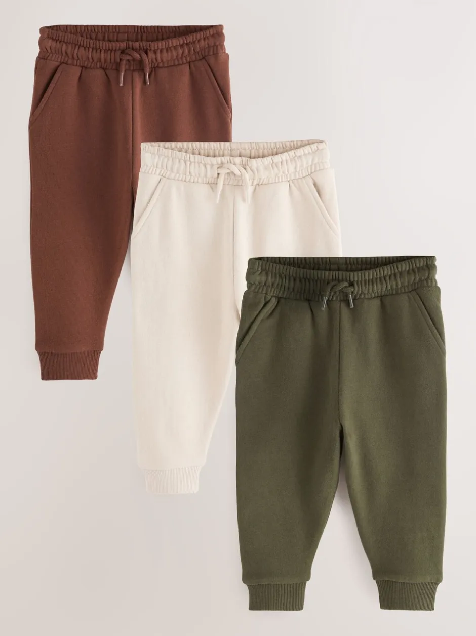 Jeans En Joggingbroeken|Joggingbroeken*Next - Verpakking van 3 zachte joggingbroeken (3 mnd-7 jr) Kakigroen/ Roestbruin/ Ecru