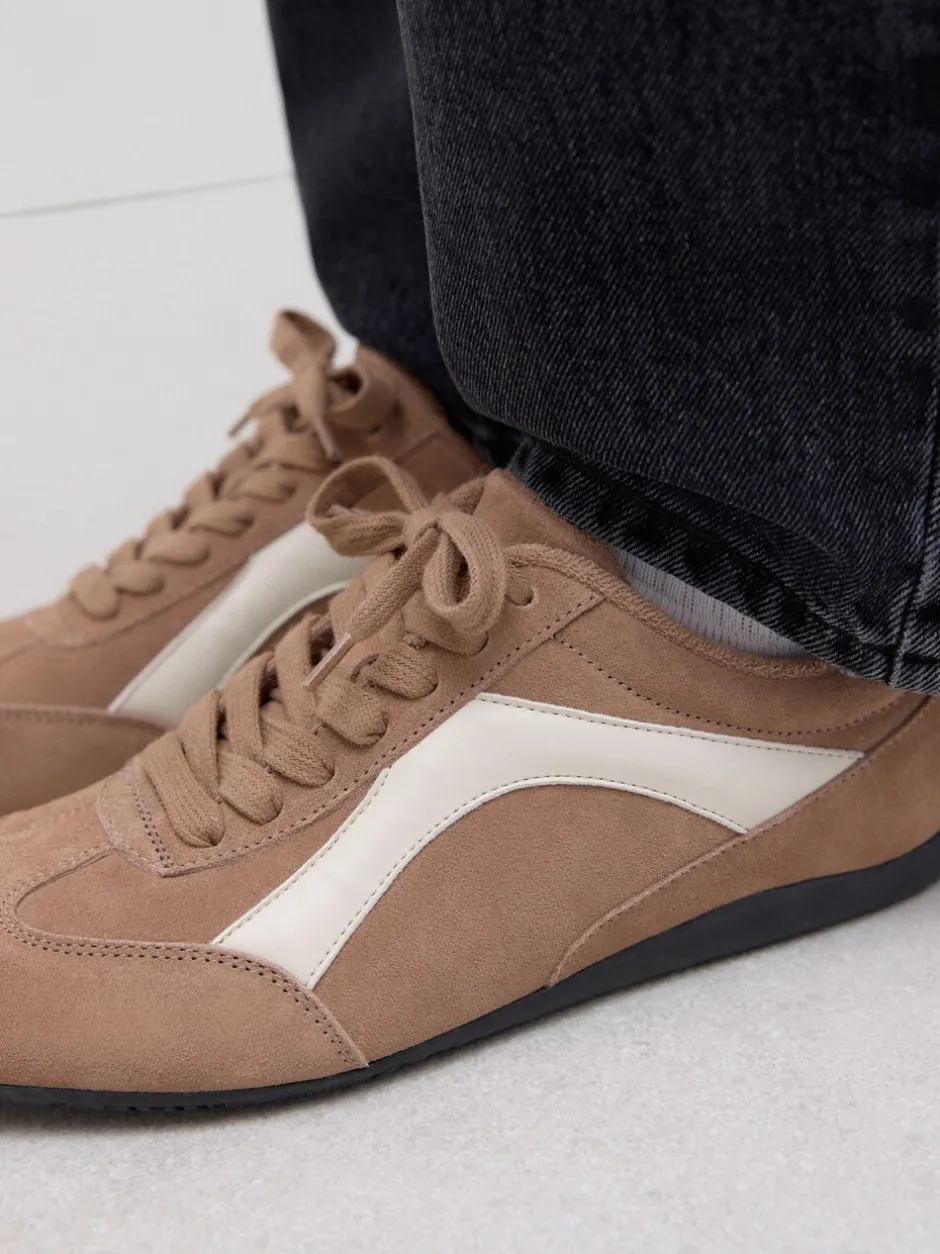 Sneakers*Next - Forever Comfort® Leather Slimsole Lace-Up Trainers Kameelkleurig suède