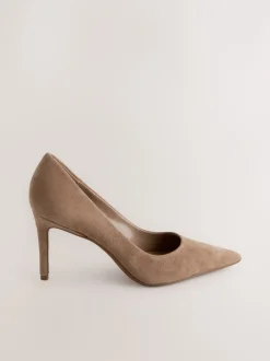 Schoenen Met Hakken*Next - Leren mid-court pumps Kameelkleurig suède