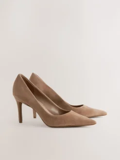 Schoenen Met Hakken*Next - Leren mid-court pumps Kameelkleurig suède