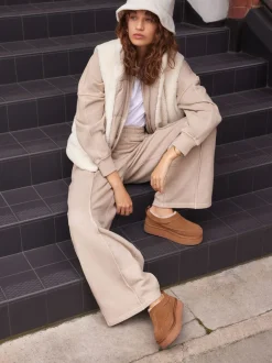 Lage Schoenen|Schoenen Met Hakken*Next Kastanjebruin - Leather Cosy Borg Lined Slip-On Shoes