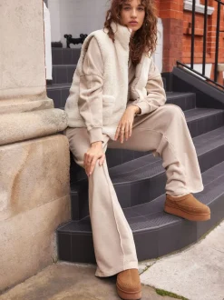 Lage Schoenen|Schoenen Met Hakken*Next Kastanjebruin - Leather Cosy Borg Lined Slip-On Shoes