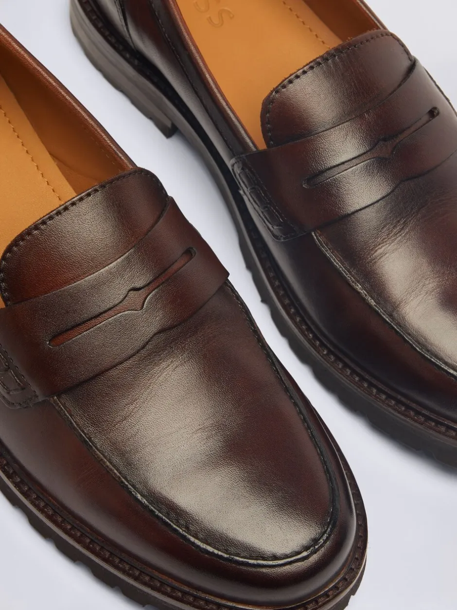 Formele Schoenen*MOSS - Camden instappers met dikke zool Kastanjebruin