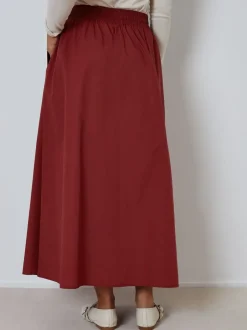 Rokken|Threadbare Kastanjebruin-rood - Midi rok met zakken
