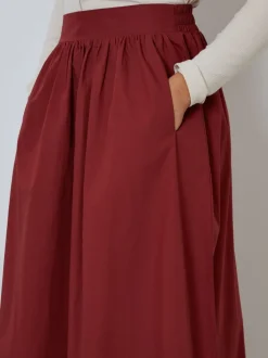 Rokken|Threadbare Kastanjebruin-rood - Midi rok met zakken