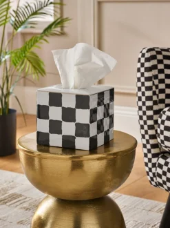 Decoraties|Thuiskantoor|Next Keramische Tissue Box met Ruitpatroon