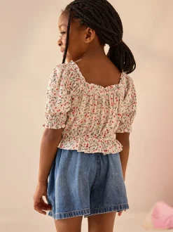 Overhemden En Blouses|Next - Gesmokte blouse (3-16jr) Kersenprint