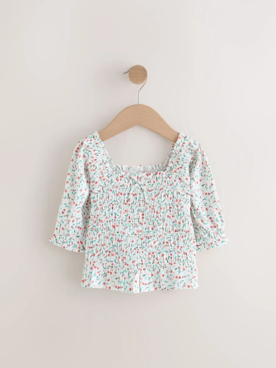 Overhemden En Blouses|Next - Gesmokte blouse (3-16jr) Kersenprint