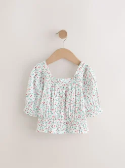 Overhemden En Blouses|Next - Gesmokte blouse (3-16jr) Kersenprint