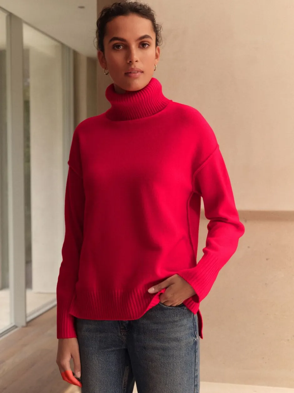 Gebreide Kleding|Next - 100% merinowol N. Premium Rolkraag Trui Kersrood