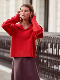 Gebreide Kleding|Next - N.Premium 100% Lambswool Sailor Collar Jumper Kersrood
