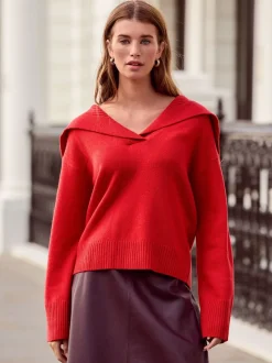Gebreide Kleding|Next - N.Premium 100% Lambswool Sailor Collar Jumper Kersrood