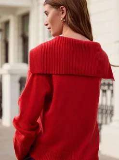 Gebreide Kleding|Next - N.Premium 100% Lambswool Sailor Collar Jumper Kersrood