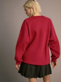 Hoody's En Sweatshirts*Next - Relaxed Fit Heavyweight Regular Crew Neck Sweatshirt Kersrood