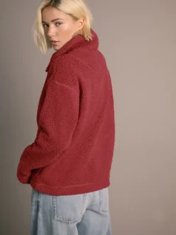 Hoody's En Sweatshirts*Next Kersrood - Soft Touch Knusse Teddy Borg Kwartrondrits Fleece