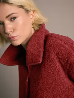 Hoody's En Sweatshirts*Next Kersrood - Soft Touch Knusse Teddy Borg Kwartrondrits Fleece