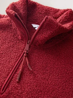 Hoody's En Sweatshirts*Next Kersrood - Soft Touch Knusse Teddy Borg Kwartrondrits Fleece