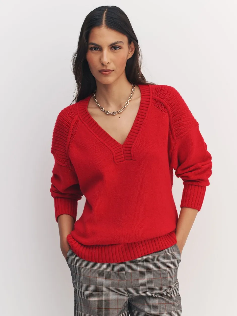Gebreide Kleding*Next - Trui met lange hals, katoen en wolmix Kersrood