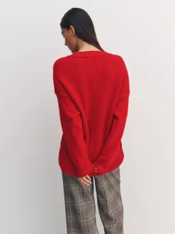 Gebreide Kleding*Next - Trui met lange hals, katoen en wolmix Kersrood