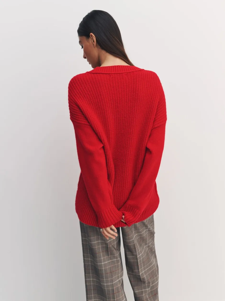 Gebreide Kleding*Next - Trui met lange hals, katoen en wolmix Kersrood